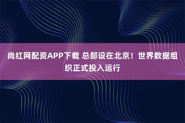 尚红网配资APP下载 总部设在北京！世界数据组织正式投入运行